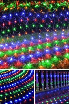 Animasyonlu Balıkçı Ağı Led Yılbaşı Süsü 3x2 Metre 240 Ledli Ağ Yılbaşı Ağacı Süsü Yeşil Kablolu SNC-416-1