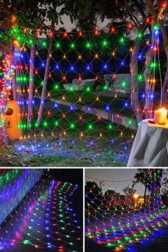 Animasyonlu Balıkçı Ağı Led Yılbaşı Süsü 3x2 Metre 240 Ledli Ağ Yılbaşı Ağacı Süsü Yeşil Kablolu SNC-416-1