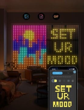 Dijital Bluetooth Bağlantılı Dış Mekan Perde Süsleme 2x2 Metre 400 Ledli Şeffaf Kablo SNC-634-1