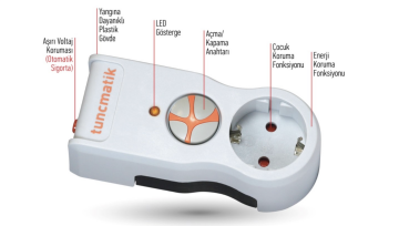 Tunçmatik Tekli Akım Korumalı Priz 1050 Joule Beyaz TSK19019