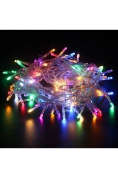 Renkli Bahçe Led Saçak Yılbaşı Süsü 10 Metre 100 Ledli Saçak Yılbaşı Ağacı Süsü Fiş Tipi SNC-511