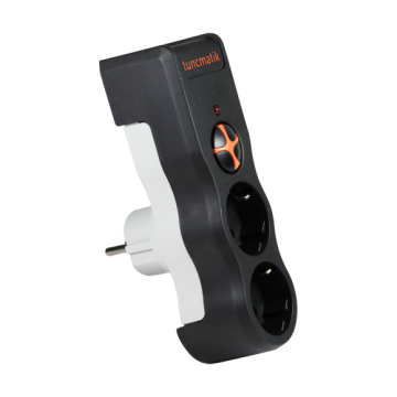 Tunçmatik İkili Akım Korumalı Priz 1050 Joule Siyah TSK19022