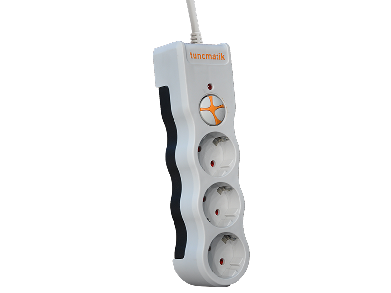 Tunçmatik Üçlü Akım Korumalı Priz 1,5 Metre 1050 Joule Beyaz TSK19009