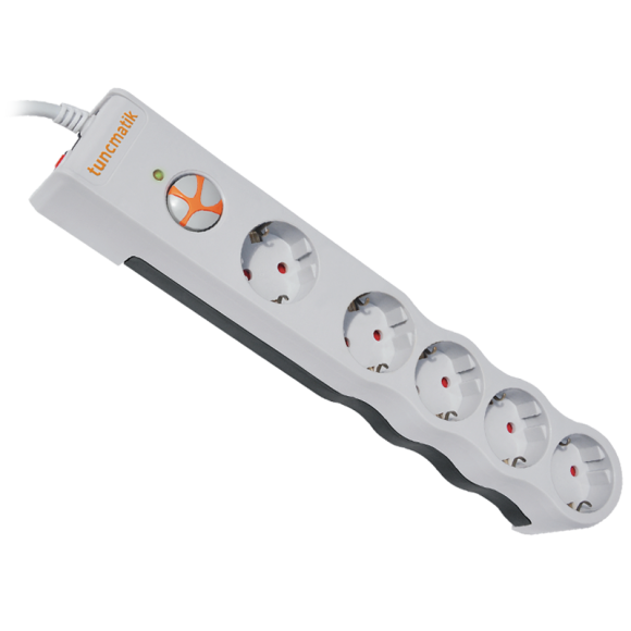 Tunçmatik Beşli Akım Korumalı Priz 1,5 Metre 1050 Joule Beyaz TSK6134