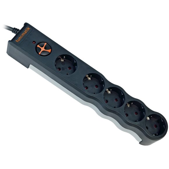 Tunçmatik Beşli Akım Korumalı Priz 1,5 Metre 1050 Joule Siyah TSK6136