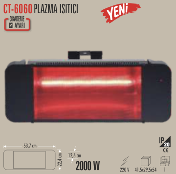 Cata 2000 Watt Kumandalı Kafe Restoran Isıtıcı Plazma CT-6060