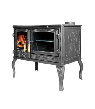 Mercan Kuzineli Döküm Soba 13 kW Fırınlı Camlı ve Yüksek Isı Verimli