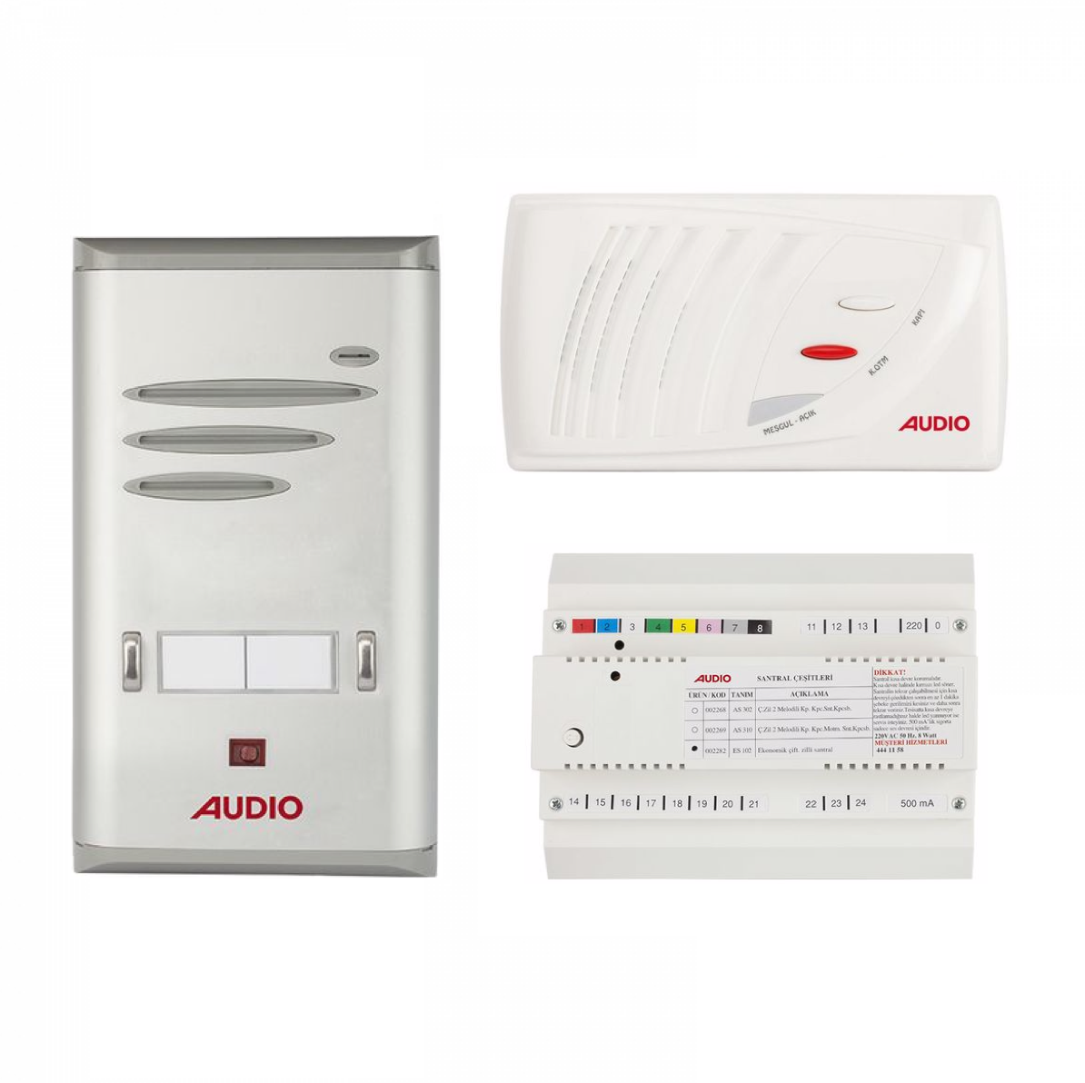 Audio SAÇ201 Konsept Serisi 2 Daire Sesli Çift Sıralı Kapıcısız Diafon Paket