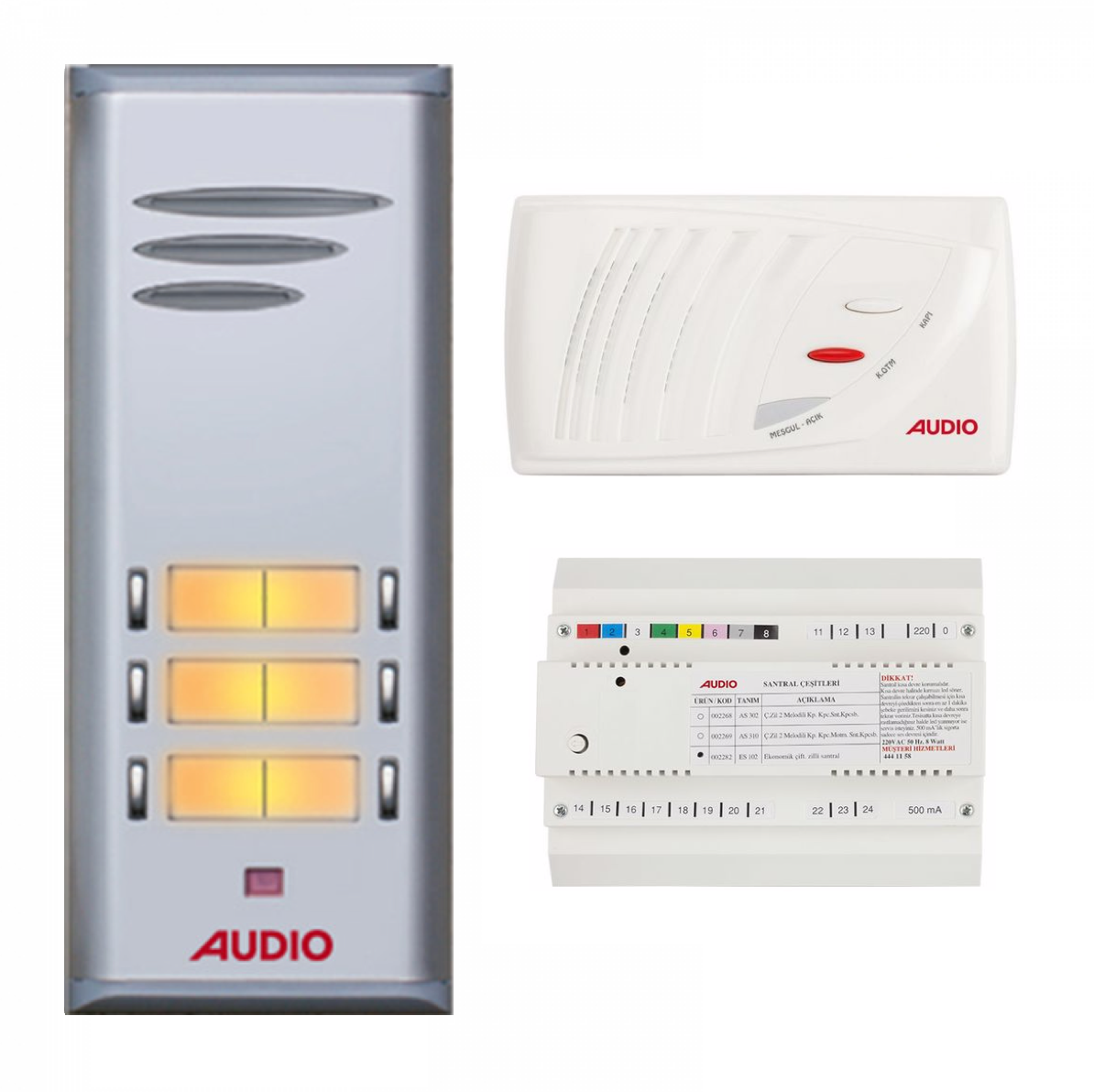 Audio SAÇ201 Konsept Serisi 5 Daire Sesli Çift Sıralı Kapıcısız Diafon Paket