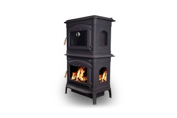 Vesta Dik Yan Camlı Fırınlı Termostatlı Döküm Şömine 13 kW Yüksek Isı Verimli