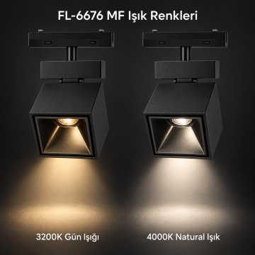 Forlife Magfit FL-6676 MF 12W Kare Spot Magnet Ray Aydınlatma Siyah Kasa