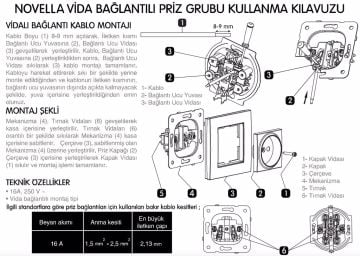 Viko Artline Novella Kapaklı Topraklı Çocuk Korumalı Priz Mekanizma + Kapak 92600008 Beyaz