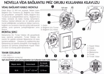 Viko Artline Novella Kapaklı Topraklı Çocuk Korumalı Priz Mekanizma + Kapak 92600008 Ceviz