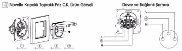 Viko Artline Novella Kapaklı Topraklı Çocuk Korumalı Priz Mekanizma + Kapak 92600008 Beyaz