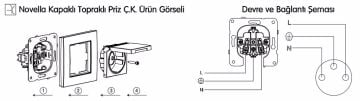 Viko Artline Novella Kapaklı Topraklı Çocuk Korumalı Priz Mekanizma + Kapak 92600008 Ceviz