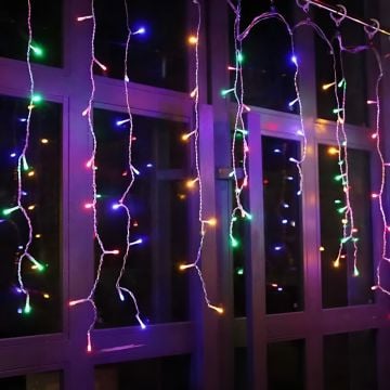 Saçak Animasyonlu Led Yılbaşı Süsü 144 Ledli Yılbaşı Ağacı Süsü Şeffaf Kablo 200Cm RGB SNC-517-1