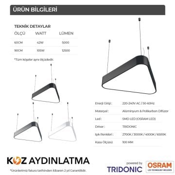 Oval Üçgen Linear Aydınlatma Modern Led Avize Lineer Armatür