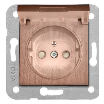 Viko Artline Novella Kapaklı Topraklı Çocuk Korumalı Priz Mekanizma + Kapak 92600008 Ceviz