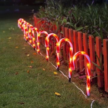 Baston Bahçe ve Çit Önü Yılbaşı Süsleme 3 Metre 8 Bastonlu Dış Mekan Yılbaşı Süsü snc-819-1