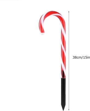 Baston Bahçe ve Çit Önü Yılbaşı Süsleme 3 Metre 8 Bastonlu Dış Mekan Yılbaşı Süsü snc-819-1