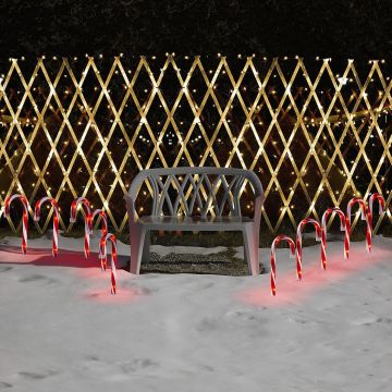 Baston Bahçe ve Çit Önü Yılbaşı Süsleme 3 Metre 8 Bastonlu Dış Mekan Yılbaşı Süsü snc-819-1