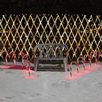 Baston Bahçe ve Çit Önü Yılbaşı Süsleme 3 Metre 8 Bastonlu Dış Mekan Yılbaşı Süsü snc-819-1