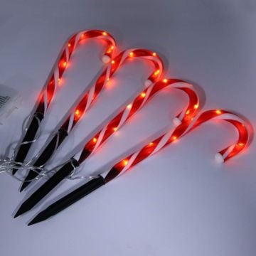 Baston Bahçe ve Çit Önü Yılbaşı Süsleme 3 Metre 8 Bastonlu Dış Mekan Yılbaşı Süsü snc-819-1