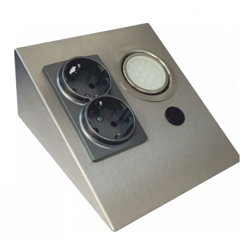 Cata Çift Prizli Tezgah Aydınlatma Spot Armatürü Krom Kasa ct-5109