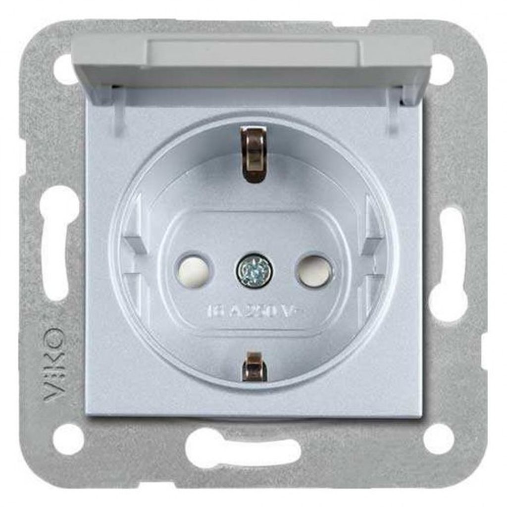 Viko Artline Novella Kapaklı Topraklı Çocuk Korumalı Priz Mekanizma + Kapak 92600008 Gümüş