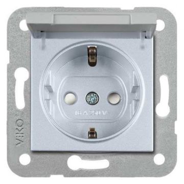 Viko Artline Novella Kapaklı Topraklı Çocuk Korumalı Priz Mekanizma + Kapak 92600008 Gümüş