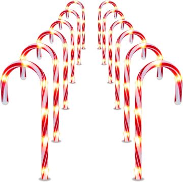 Baston Bahçe ve Çit Önü Yılbaşı Süsleme 3 Metre 8 Bastonlu Dış Mekan Yılbaşı Süsü snc-819-2