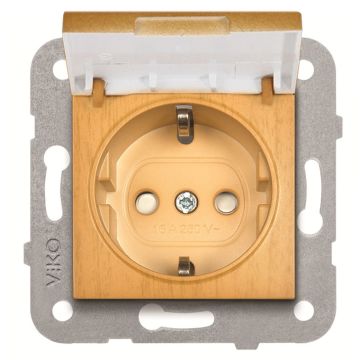 Viko Artline Novella Kapaklı Topraklı Çocuk Korumalı Priz Mekanizma + Kapak 92600008 Kayın