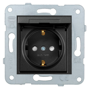 Viko Artline Novella Kapaklı Topraklı Çocuk Korumalı Priz Mekanizma + Kapak 92600008 Siyah