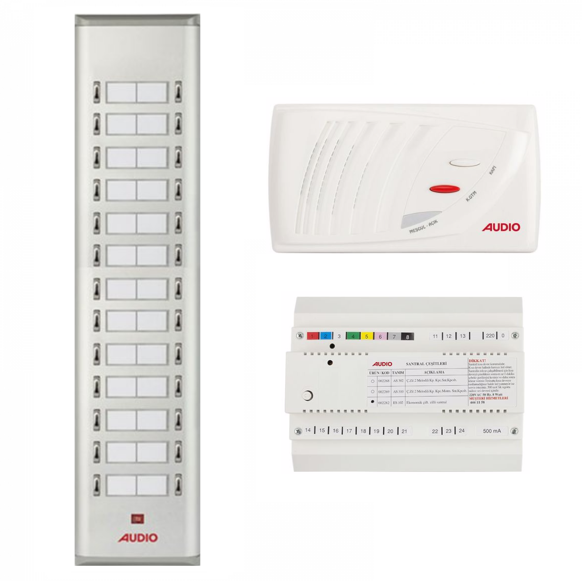 Audio SAÇ301 Konsept Serisi 25 Daire Sesli Çift Sıralı Kapıcılı Diafon Paket