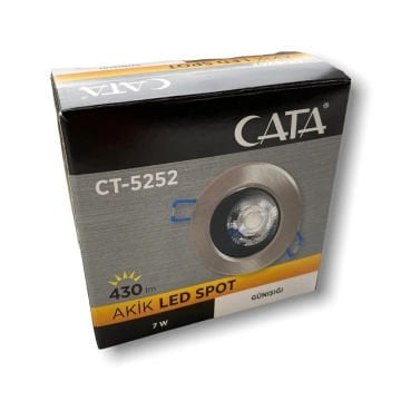 Cata 8W Akik Beyaz Yuvarlak Cob Led Spot Aydınlatma Armatürü Satin Kasa ct-5252