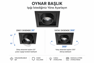 Goya 36 Watt Samsung Ledli Kare Cob Led Spot Mağaza Armatürü GY 3051-42