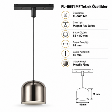 Forlife Magfit FL-6691 MF 5W Dekoratif Sarkıt Magnet Ray Aydınlatma Metalik Füme