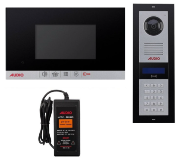 Audio 4.3'' 20 Daire Mekanik Butonlu Siyah Gövde Görüntülü Diafon Paketi