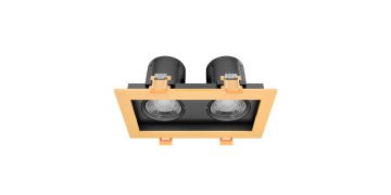 Goya 2x8 Watt İkili Kare Dimlenebilir Samsung Ledli Spot Armatür GY 1743-8 4000K (Natural Işık) - Siyah - Gold - Dimli