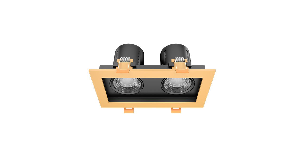 Goya 2x8 Watt İkili Kare Dimlenebilir Samsung Ledli Spot Armatür GY 1743-8 6500K (Beyaz Işık) - Siyah - Gold - Dimsiz