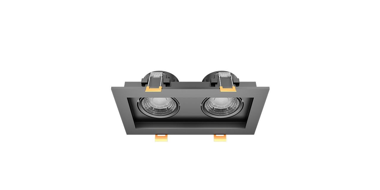 Goya 2x8 Watt İkili Kare Dimlenebilir Samsung Ledli Spot Armatür GY 1743-8 6500K (Beyaz Işık) - Siyah - Siyah - Dimli