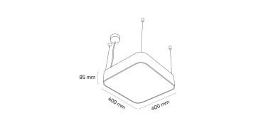 Goya 36 Watt Samsung Ledli Dekoratif Sarkıt Oval Kare Davul Linear Aydınlatma 40CM GY 8115-40