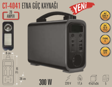 Cata 20 Amper 12V DC Type C 5 USB Kanallı Güç Kaynağı CT-4041