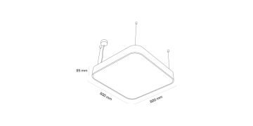 Goya 73 Watt Samsung Ledli Dekoratif Sarkıt Oval Kare Davul Linear Aydınlatma 60CM GY 8115-60