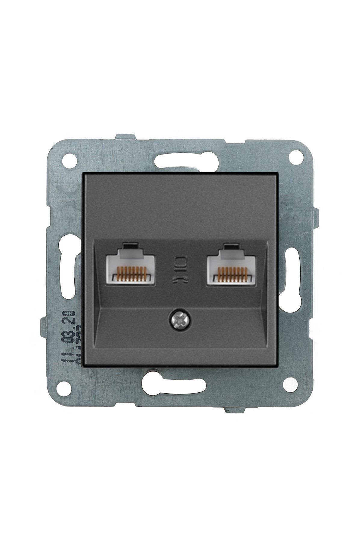 Viko Artline Novella İkili Data Prizi (2 X RJ45 CAT6) Mekanizma + Kapak 92600103 Füme