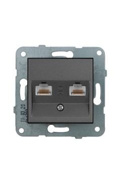 Viko Artline Novella İkili Data Prizi (2 X RJ45 CAT6) Mekanizma + Kapak 92600103 Füme
