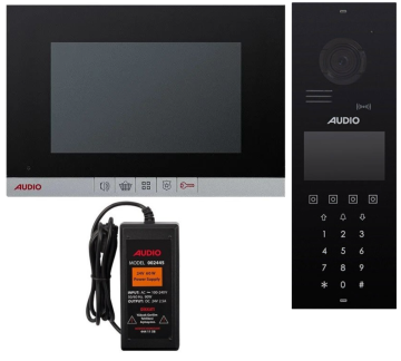 Audio 7'' 1 Daire Dokunmatik Butonlu Siyah Gövde Görüntülü Diafon Paketi