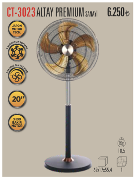 Cata Altay Premium Sanayi Tipi 5 Pervaneli 3 Kademeli Ayaklı Vantilatörü CT-3023