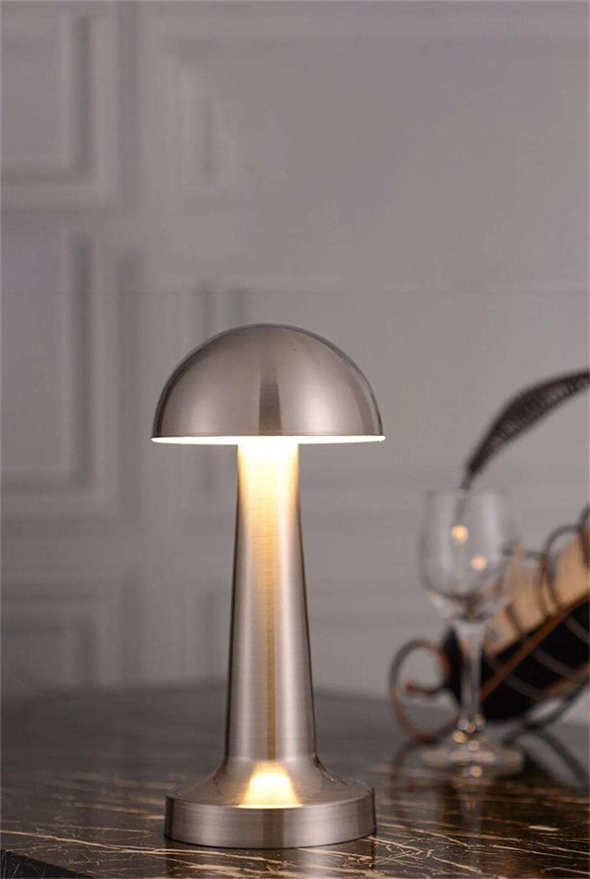 Noas Atina Şarjlı Dokunmatik Masa Lambası 3 Renk Yanma Modlu Gümüş Renk YL86-1229