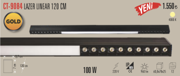 Cata Lazer Mercekli Led Linear Aydınlatma Armatürü Beyaz Işık 100 Watt 120CM ct-9084